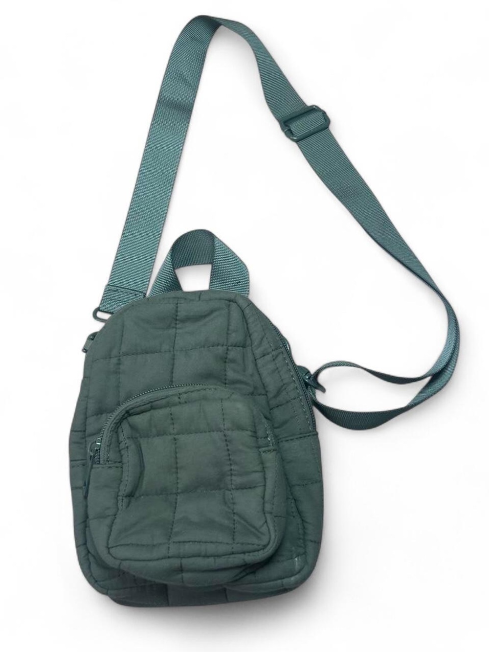 Aerie Quilted Sling Bag in Teal Green
